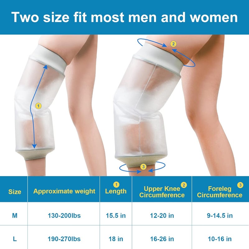 Divvsck Waterproof Knee Cast Cover for Shower,Watertight Cast Bag Covers- Shower Protector for Knee Replacement Surgery, Wound, Burns Reusable - Image 5